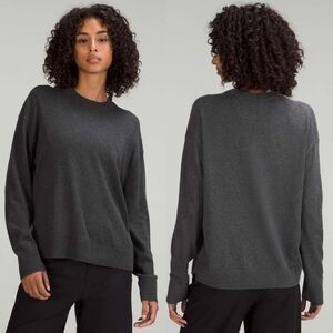 Lululemon Cotton-Cashmere Blend Crewneck Sweater Heathered Black Gray Size 4